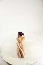 Nude Woman White Laying poses - ALL Slim Laying poses - on stomach long colored Multi angle poses Pinup